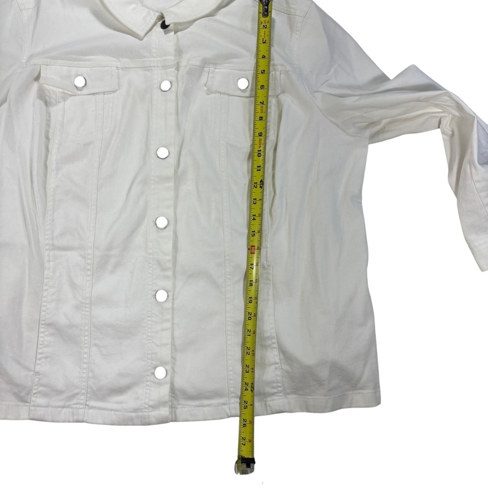 J. Jill Plus 3X  White Denim Jean Jacket Women's White Front Long Sleeve Stretch - Picture 7 of 9